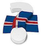 question mark and flag of iceland - 3d illustration