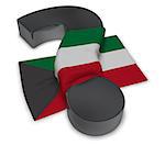 question mark and flag of kuwait - 3d rendering