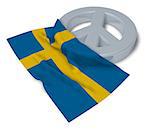 peace symbol and flag of sweden - 3d rendering