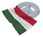 peace symbol and flag of hungary - 3d rendering