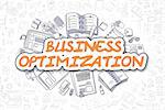 Business Illustration of Business Optimization. Doodle Orange Text Hand Drawn Doodle Design Elements. Business Optimization Concept.