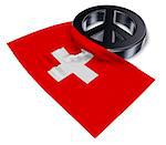 peace symbol and flag of switzerland - 3d rendering