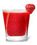 Strawberry smoothie in glass isolated on white background