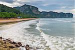 Beach in Thailand, Krabi resort on a cloudy day