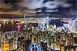 Hong Kong Skyline at Night, View from The Peak