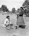 1930 NATIVE AMERICAN NAVAJO INDIAN MAN SILVERSMITH WITH WIFE WOMAN AND BABY CHILD