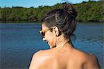 Woman in sea, Fortaleza, Ceara, Brazil, South America