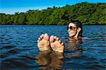 Woman in sea, Fortaleza, Ceara, Brazil, South America