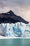 View of mountain, lake Argentino, and Perito Moreno Glacier in Los Glaciares National Park, Patagonia, Chile