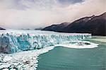 View of lake Argentino and Perito Moreno Glacier and mountains in Los Glaciares National Park, Patagonia, Chile