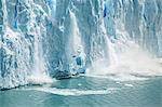 Ice from Perito Moreno Glacier falling into Lake Argentino, Los Glaciares National Park, Patagonia, Chile