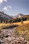 Landscape with valley river and mountains, Bavaria, Germany
