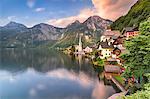 The austrian village of Hallstatt and the lake, Upper Austria, region of Salzkammergut, Austria