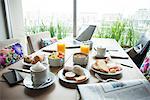 Breakfast on table in luxury hotel