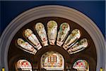 Arch with stained glass windows in the Queen Victoria Building in the Central Business District of Sydney, Australia