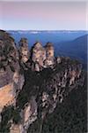 Three Sisters rock formation at sunset in the Blue Mountains National Park in New South Wales, Australia