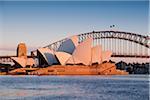 Sydney Opera House and the Sydney Harbour Bridge at sunrise in Sydney, Australia