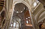 Interior view of Great Mosque of Cordoba and the Mezquita, Cathedral of Our Lady of the Assumption, Cordoba, Spain.