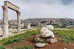 Columns of the ruin of the Temple of Hercules, Jabal al-Qal'a, Amman Citadel, Amman, Jordan.
