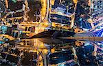 Aerial view of Kuala Lumpur, Malaysia at night.