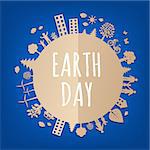 Earth Day Postcard With Gradient Mesh, Vector Illustration