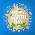 Happy Earth Day Postcard With Gradient Mesh, Vector Illustration