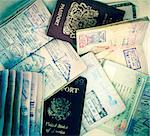 a colection of old used passports