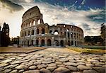 Cloudy dawn over roman Colosseum in Italy