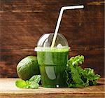Fresh green organic smoothie from avocado