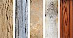 Collection of vertical and horizontal wooden banners with old wood texture of different colors