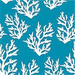 Seamless underwater pattern with silhouette of corals on a blue background. Vector sea wallpaper.