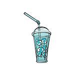 drink with ice. Comic book cartoon pop art retro color illustration drawing