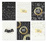 Set of hand drawn brochure templates with textures and paint dabs. Design for annual report, cover, flyer, leaflet, posters. Background design. A4 layout. Abstract modern style. Black and white