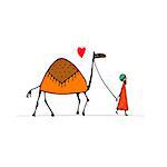 Camel, sketch for your design. Vector illustration