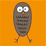 Crazy funny owl with big eyes hand drawn. Vector illustration