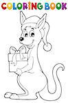 Coloring book Christmas kangaroo - eps10 vector illustration.