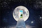 Staircase leads to a door to the moon that opens to a new world