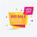 Weekend sale banner, special offer, 50 percents discount, vector eps10 illustration