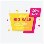 Weekend sale banner, special offer, 20 percents discount, vector eps10 illustration