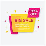 Weekend sale banner, special offer, 30 percents discount, vector eps10 illustration
