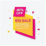 Weekend sale banner, special offer, 90 percents discount, vector eps10 illustration