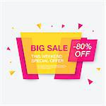Weekend sale banner, special offer, 80 percents discount, vector eps10 illustration