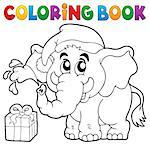 Coloring book Christmas elephant - eps10 vector illustration.