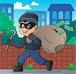 Thief with bag of money theme 2 - eps10 vector illustration.