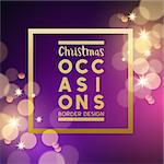 Christmas festive background border design with gold stars and glitter effects. Vector illustration