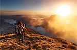 Photographer capture a sunset above Lecco, lake Como, Lombardy, Italy, Europe