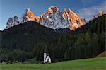 Church of San Giovanni in Ranui, Odle dolomites, Santa Magdalena, Funes valley, South Tyrol region, Trentino Alto Adige, Bolzano province, Italy, Europe