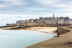 The town seen from the pier. Saint-Malo, Ille-et-Vilaine, Brittany, France.