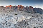 Plateau of Pale of San Martino, San Martino di Castrozza, Trento province, Dolomites, Trentino Alto Adige, Italy, Europe. Plateau at sunrise