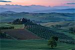 Europe, Italy, Orcia Valley at dawn, province of Siena, Tuscany.